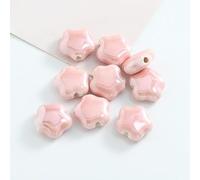 XWNXQ 20/30/50 Cuentas de Porcelana de 15 x 14 mm con Forma de Flor de Colores, Cuentas Sueltas de cerámica esmaltada, para Pulseras, Collares y llaveros Tejidos a Mano