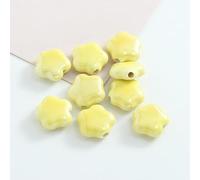 XWNXQ 20/30/50 Cuentas de Porcelana de 15 x 14 mm con Forma de Flor de Colores, Cuentas Sueltas de cerámica esmaltada, para Pulseras, Collares y llaveros Tejidos a Mano