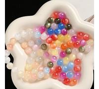 XWNXQ 200 Cuentas Redondas de 8/10 mm Que cambian de Color, Cuentas Sueltas de Resina de Ojo de Gato de Colores Variados, para Pulseras y Collares Hechos a Mano, Manualidades DIY