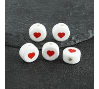 XWNXQ 30 Cuentas de Letras de 10 mm, Cuentas Sueltas de cerámica Redondas y Planas para Hacer Pulseras Trenzadas, Collares y Joyas Hechas a Mano