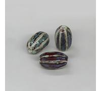 XWNXQ 30 Cuentas Sueltas de cerámica esmaltada con Textura de sandía de 20 x 13 mm, Coloridas Cuentas de cerámica Vintage, para Hacer Pulseras, Collares y Colgantes