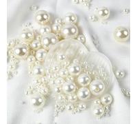 XWNXQ 50-5000 Cuentas Redondas de imitación de Perla de 3-20 mm, Cuentas Blancas de plástico para Manualidades, para Pulseras, Collares, Accesorios para el Cabello, Ropa y Bolsos