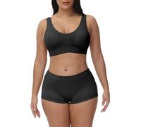 XWSM Conjunto De Ropa Interior For Mujer Chaleco Deportivo Sujetador Y Bragas Tipo Bóxer Sujetadores Suaves Bragas For Dormir Todos Los Días Pantalones Cortos (Color : Black, Size : L/Large)
