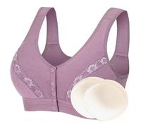 XWSM Sujetador para Mastectomía con Cierre Frontal, Post-Cirugía, con Bolsillos para Prótesis Mamarias de Silicona, Bralette Superior, Lencería para Mujeres (Color: Púrpura, Tamaño: L/Grande)