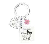 XWXWXW Llavero Caballos para Niñas y Mujer, Solo Una Chica Que Ama a Los Caballos, Regalo Inspirador con Dije de Corazón y Flor Rosa