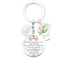 XWXWXW Llavero Inspiradores A-Z 26 letras Regalos para Mujeres Niños Nietos Amigos Regalo Adolescentes Chica Amigas Originales Regalo Cumpleaños Navidad Graduación Niña Estudiantes Colega Hermana (R)