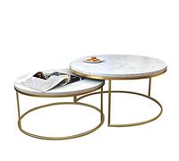 XWZJY 2 Piezas Mesa de Centro de mármol, Apilado Mesa Final de anidamiento para Sala de Estar Hotel, Base de Metal Muebles de Lujo Ligeros, Tamaño Opcional