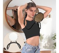 XWZMR Espejo de doble cara para ver la parte posterior de la cabeza, gran tamaño de corte de pelo de 360°, espejo ajustable manos libres, visualización estándar y aumento 5X para mujeres y hombres