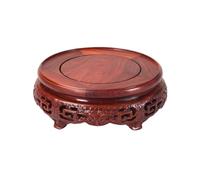 XXAD553TY Base Base redonda de madera retro con patrón volutas caladas for jarrones y teteras Inicio(Pequeño)