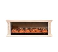 XXAD553TY Chimenea de Pared Chimenea eléctrica de 180/190 cm con repisa, Mueble Decorativo Color Marfil for TV, Llama Realista en 3D Chimenea(Grande)