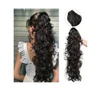 XXAD553TY Coleta Postiza Ponytail Extension, 30 Inch Claw Clip in Long Wavy Curly Ponytail Fluffy Multi Layered Synthetic Hair Piece Coleta(1B)