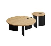 XXAD553TY Juego de Mesa Centro Madera 2 Piezas, mesas Nido Redondas, diseño Moderno en Contraste Mesa Auxiliar