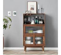 XXAD553TY Pasillo Aparador, Mueble de Cocina con Puertas Vidrio, Auxiliar for Sala Estar, Comedor y Dormitorio(70 * 40 * 128cm)