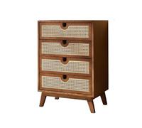 XXAD553TY Sala de Estar Cómoda de ratán, cómoda con 4 cajones, gabinete de Almacenamiento Moderno for Dormitorio, Armario, Pasillo, Entrada(Walnut Colour)