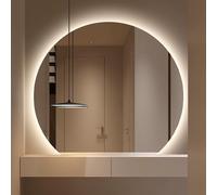 Xxbbyubo 100cm Semicircular LED Espejo Maquillaje Dimmable, 90cm Antivaho sin Marco Espejo de Baño 3 Color Regulable, a Prueba de Explosiones, Retroiluminado(Under Cut,70x60cm)