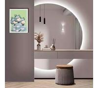 Xxbbyubo 130cm Specchio Semicerchio da Bagno con Luz LED, 120cm Grande Specchio Cosmetico Senza Cornice, Regulable 3 Colores, Interruptor Táctil, Anti-Nebbia(Leftcut,24 * 35in)