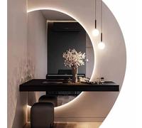 Xxbbyubo 3 Colores Sin Marco Espejo de Longitud Completa, 90/100/130cmSemicircular Regulable Espejo de Baño Antivaho, Retroiluminado(Right Half,39x28inch)