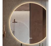 Xxbbyubo 90/100cm Grande LED Espejo Maquillaje Regulable Inteligente, 70/80cm Semicircular 3 Colores Espejo de Pared Decorativo sin Marco, Tactil Antiniebla(Right Cut,32inch)