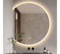 Xxbbyubo Antivaho Espejo Maquillaje Iluminado LED, Grande Semicircular Espejo de Baño Pared, Inteligente Antivaho, 3 Colores Iluminación para Baño Dormitorio Maquillaje(Left Cut,70x60cm)