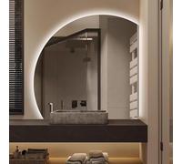 Xxbbyubo Antivaho LED Espejo de Baño Semicircular, 3 Colores Espejo Decorativo Retroiluminado, Moderna sin Marcom, para Entrada Recibidor(Right Under Cut,40")