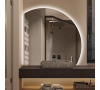 Xxbbyubo Antivaho LED Espejo de Baño Semicircular, 3 Colores Espejo Decorativo Retroiluminado, Moderna sin Marcom, para Entrada Recibidor(Left Under Cut,28")