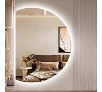 Xxbbyubo Dimmable LED Espejo Maquillaje para Dormitorio, Entrada Semicircular Espejo de Vanidad con 3 Color Regulable, Antivaho con Interruptor Táctil(Left Cut,130cm)