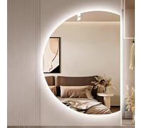 Xxbbyubo Dimmable LED Espejo Maquillaje para Dormitorio, Entrada Semicircular Espejo de Vanidad con 3 Color Regulable, Antivaho con Interruptor Táctil(Right Cut,120cm)