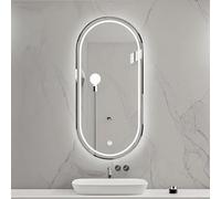 Xxbbyubo Espejo de Baño Ovalado con Iluminado 90cm, Espejo de Pared Moda con Marco Dorado 120cm, 3 Color Regulable, con Control Tactil para Baño Dormitorio(Black,100 * 60cm)