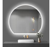 Xxbbyubo Espejo de Maquillaje Regulable LED, Control Tactil, Semicircular Antiniebla Espejo de Tocador sin Marco para Baño Dormitorio Maquillaje, Retroiluminado(Under Cut,32x36inch)