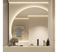 Xxbbyubo Espejo Inteligente de Media Luna 100cm para Baño, 90cm Espejo de Tocador Semicircular Sin Marco con Luz, Antivaho, 3 Color Regulable(Right Under Cut,80cm/32inch)