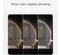 Xxbbyubo Espejo Inteligente de Media Luna 100cm para Baño, 90cm Espejo de Tocador Semicircular Sin Marco con Luz, Antivaho, 3 Color Regulable(Left Under Cut,80cm/32inch)