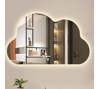 Xxbbyubo Espejo Maquillaje Forma de Nube con Luz, 3 Color Regulable, Espejo de Baño Asimétrico Antiniebla, sin Marco, 60/70/80/90/100cm, para Entrada, Tocador(36x28inch)