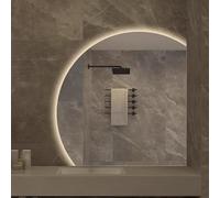 Xxbbyubo LED Espejo de Maquillaje con 3 Color Regulable, 70/80/90/100cm Semicircular Antiniebla Espejo de Baño sin Marco con Control Tactil, Impermeable(Left,70x70cm)