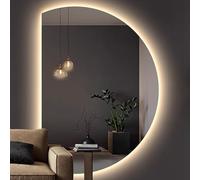 Xxbbyubo LED Espejo Maquillaje con 3 Color Regulable, Moderna Semicircular Espejo de Pared Retroiluminado, Inteligente Antivaho para Baño Dormitorio Maquillaje(Left Cut,39in)