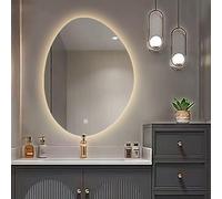 Xxbbyubo LED Moda Espejo de Pared Maquillaje con Luz, Regulable de 3 Colores, Asimétrico Espejo de Baño Antivaho, Control Tactil, sin Marco 70-100cm(75x100cm(30"x40"))