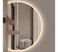 Xxbbyubo Luz Regulable Semicircular Espejo de Pared, sin Marco Antivaho Espejo de Baño con Interruptor Táctil, Retroiluminado para Salón Dormitorio(Left Cut,35inch)