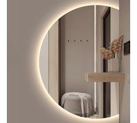 Xxbbyubo Luz Regulable Semicircular Espejo de Pared, sin Marco Antivaho Espejo de Baño con Interruptor Táctil, Retroiluminado para Salón Dormitorio(Right Cut,43inch)