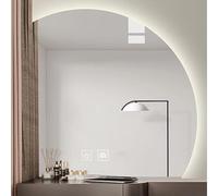 Xxbbyubo Media Luna Espejo Decorativo Retroiluminado Dimmable, Moderna sin Marco Espejo de Baño Antivaho con Interruptor Táctil, 3 Color Regulable(Right,32"/80cm)