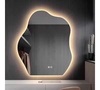 Xxbbyubo Moda 3 Colores Espejo de Vanidad con Luz LED, Moderna Irregular Espejo de Pared Baño con Antiniebla, Grande 90/100cm sin Marco, Control Tactil Regulable(28 * 36inch/70 * 90cm)