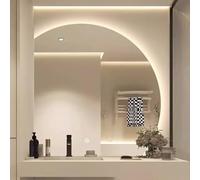Xxbbyubo Moda Pared Espejo de Vanidad con Luz LED, 3 Color Regulable, Semicircular Antiniebla Espejo de Baño con Interruptor Táctil, Retroiluminado(Right,28")