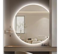 Xxbbyubo Moda sin Marco Espejo de Pared Semicircular, Grande Inteligente Antiniebla Espejo Decorativo Baño con Interruptor Táctil, 3 Color Regulable Iluminación(Right Cut,90x100cm)