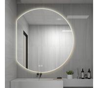 Xxbbyubo Moda sin Marco Espejo de Pared Semicircular, Grande Inteligente Antiniebla Espejo Decorativo Baño con Interruptor Táctil, 3 Color Regulable Iluminación(Left Cut,70x80cm)