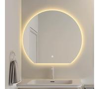 Xxbbyubo Moda sin Marco Espejo de Pared Semicircular, Grande Inteligente Antiniebla Espejo Decorativo Baño con Interruptor Táctil, 3 Color Regulable Iluminación(Under Cut,90x100cm)