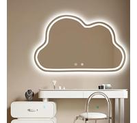 Xxbbyubo Moderna Antivaho Espejo de Baño con Luz LED, Grande Irregular Espejo de Pared con 3 Color Regulable, Control Tactil, para Salón Dormitorio Tocador(Frontlit,24x16inch)