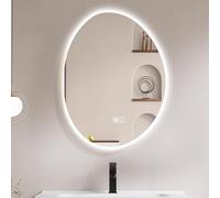 Xxbbyubo Moderna LED Inteligente Ajustable Espejo de Pared con Luz, Asimétrico Grande Antiniebla Espejo de Baño de Pared con Interruptor Táctil(50 * 70cm)