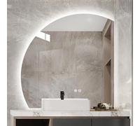 Xxbbyubo Moderna sin Marco Espejo Maquillaje Retroiluminado, 3 Color Regulable, Semicircular LED Espejo de Baño Antiniebla, Montado en la Pared(Left,32inch)