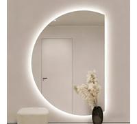 Xxbbyubo Regulable LED Espejo de Pared Iluminado, Semicircular Retroiluminado Espejo de Vanidad con 3 Colores de Luz, Antivaho Táctil(Left Half,35"x24")