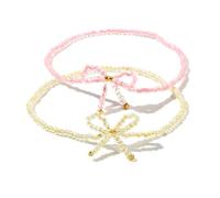 XXCLW 1/2 piezas de joyería bohemia estilo playa, lazo de punto con cuentas de arroz, pulsera de verano, hermosa joyería de amistad para niñas, talla única, Ágata