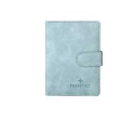 XXCLW Funda de cuero para pasaporte, impermeable, para viajes, tarjetas de crédito, bonito libro de pasaporte para mujeres/hombres, funda para pasaporte con hebilla, B Azul, Talla única