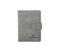 XXCLW Funda de cuero para pasaporte, impermeable, para viajes, tarjetas de crédito, bonito libro de pasaporte para mujeres/hombres, funda para pasaporte con hebilla, B Gris, Talla única